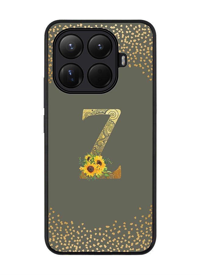 For Xiaomi 15T Pro Case,Slim fit Camera Protection, Shockproof Thin Phone cover  - Custom Floral Monogram - Z  (Olive Green )